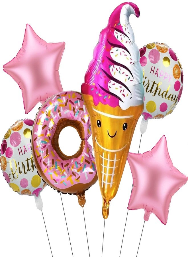 TOYXE Softy Ice Cream Donut Foil Birthday Balloons Set of 6 Pcs - Image 1