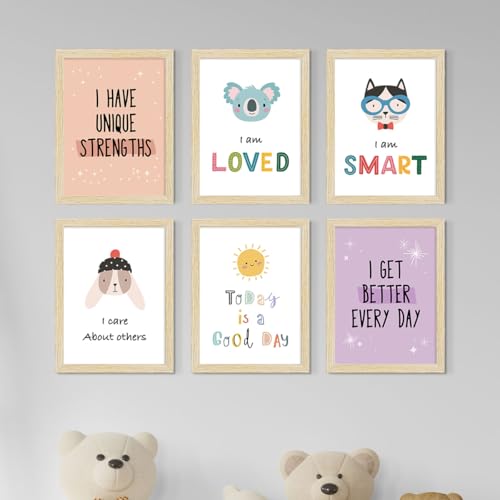 ArtX Paper Motivational Quotes Wall Paintings For Kids Room, Inspirational Kids Wall Frame, A4 Size, Multicolor, Synthetic Wood, Set Of 6 - Image 1