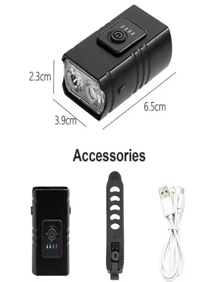 JANCOM Cycle Front Light Rechargeable LED Cycle Lights for Night Riding Bicycle Headlight with Power Indicator for Mountain Road Cycling Bicycle Headlight Outdoor Night Riding - Image 2