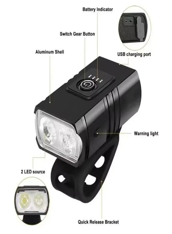 JANCOM Cycle Front Light Rechargeable LED Cycle Lights for Night Riding Bicycle Headlight with Power Indicator for Mountain Road Cycling Bicycle Headlight Outdoor Night Riding - Image 3