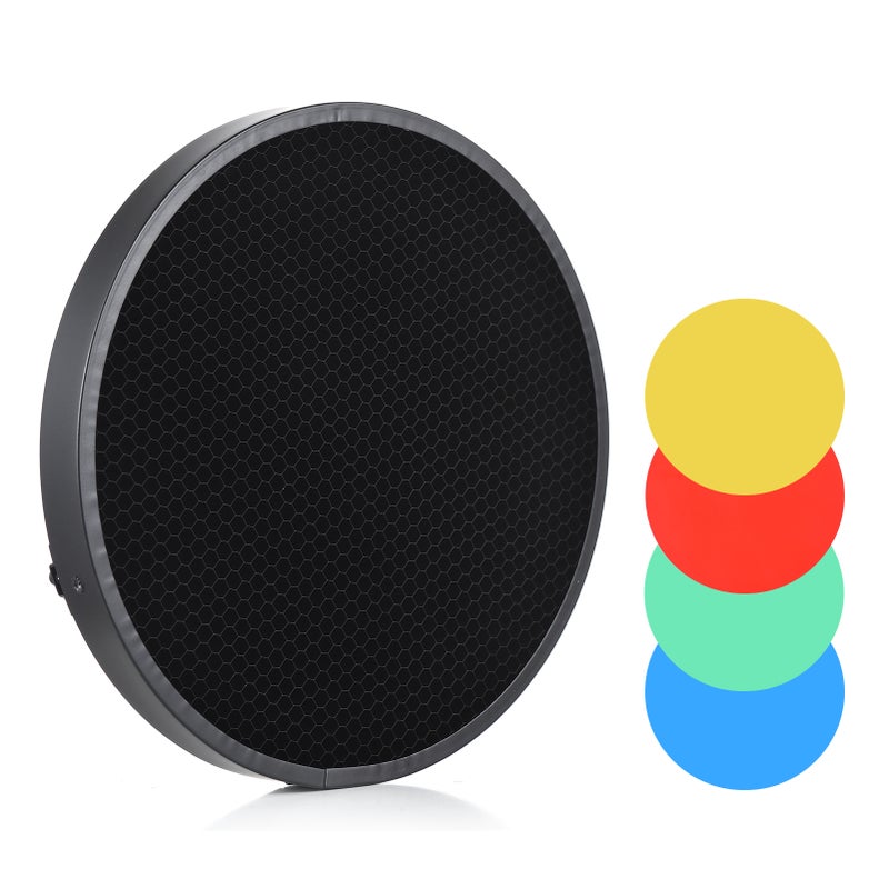 Photography Honeycomb Lamp Shade Grid 60 Degree with 4pcs Color for 180mm-250mm/7.1in-9.8in Reflector Diffuser Studio Light Strobe Accessory - Image 1