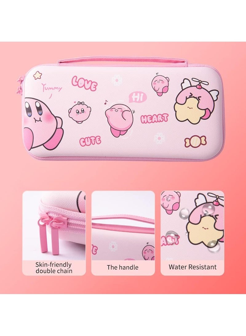 حقيبة سفر محمولة من القشرة الصلبة بتصميم لطيف لجهاز Nintendo Switch OLED، تحتوي على 12 فتحة بطاقة للألعاب. - Image 3