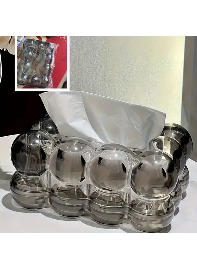 Grey Acrylic Cloud Shaped Tissue Box Holder For Home Desk And Bedroom Decor - Image 1