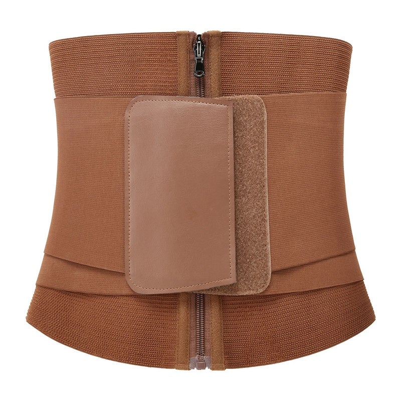 Bluejw Brown Waist Trainer for Women - Workout Waist Trimmer Belt - Compression Waist Cincher - Tummy Slimming Shapewear for Weight Loss - Image 1