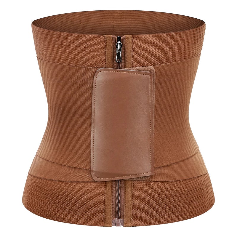 Bluejw Brown Waist Trainer for Women - Workout Waist Trimmer Belt - Compression Waist Cincher - Tummy Slimming Shapewear for Weight Loss - Image 5