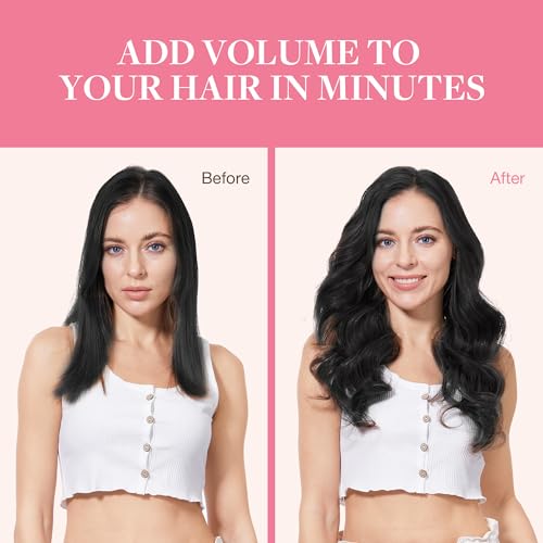 Googoo GOO GOO Clip in Hair Extensions Real Human Hair, Remy Human Hair Extensions Clip ins for Women, Natural Human Hair, 16inch 130g 7Pcs, 1B Natural black - Image 5