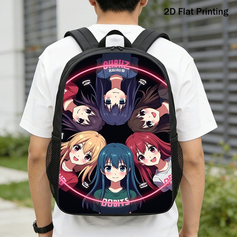 School anime girls circle Backpack Durable Large Capacity 2D Flat Print for travel outdoor party for Students - Image 1