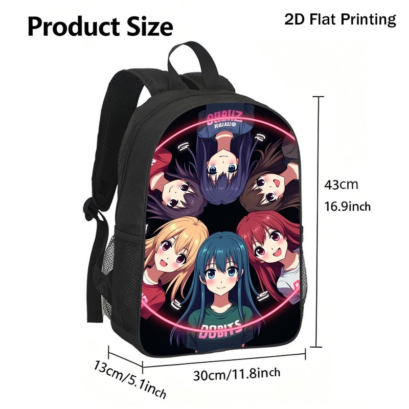 School anime girls circle Backpack Durable Large Capacity 2D Flat Print for travel outdoor party for Students - Image 3