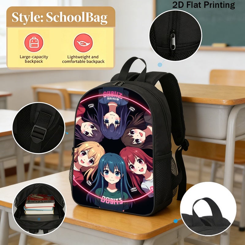 School anime girls circle Backpack Durable Large Capacity 2D Flat Print for travel outdoor party for Students - Image 2