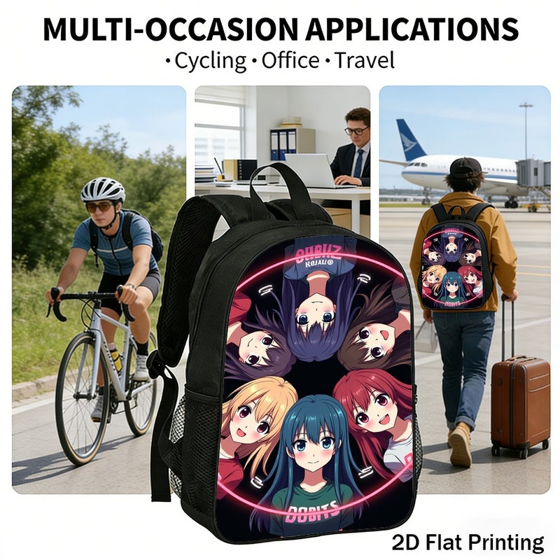 School anime girls circle Backpack Durable Large Capacity 2D Flat Print for travel outdoor party for Students - Image 5