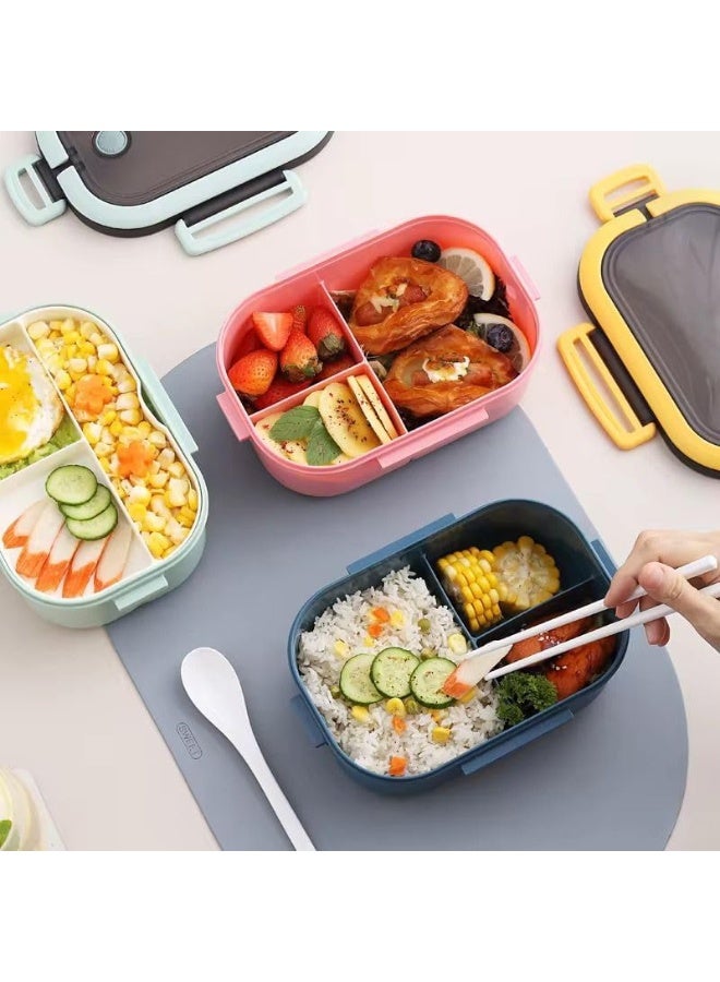 QSHOP Kids Lunch Box - 3 Organized Compartments + Built-in Cutlery (Fork & Spoon) with Built-in Case, Perfect for School, Club & Classes Lunch Box with Tight Lock  - Image 5