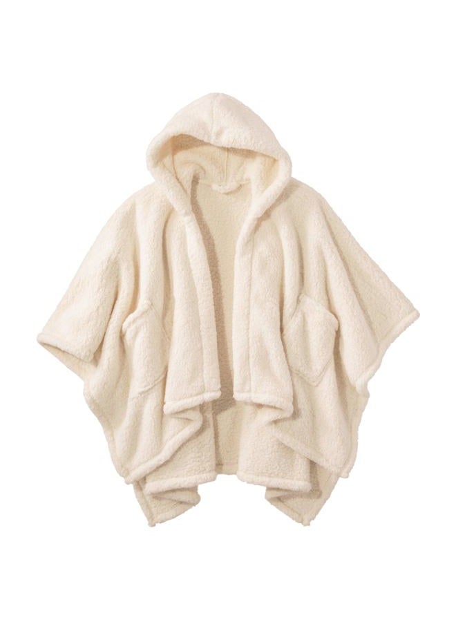 CUBRIDGE Wearable Blanket Sherpa Poncho Office Work Warm Cozy Shawl Blanket,Plush Cape Wrap for Adults (White) - Image 1
