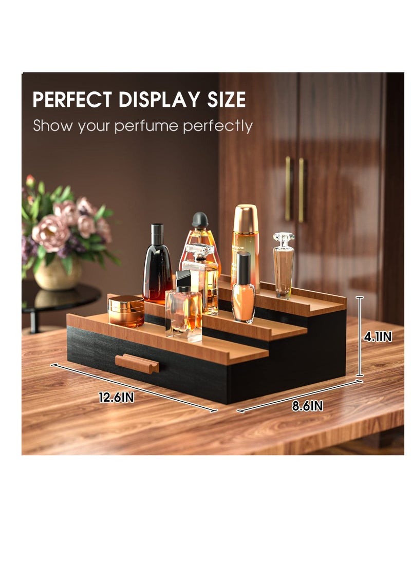 Generic Wooden Cologne Organizer, Perfume Stand for Men, 3 Tier of Cologne Display with Drawer Storage Perfume Organizer Display, Perfume Organizer for Dresser, Great Gift for Man, Black Walnut  - Image 4
