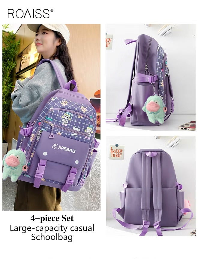 roaiss 4PCS Girls Bag Set with Backpack, Handbag, Small Crossbody Bag and Pencil Case, Large Capacity Schoolbag with Adorable Pattern and Multiple Pockets, Suitable for School, Excursion or Any Outdoor Activities - Image 5