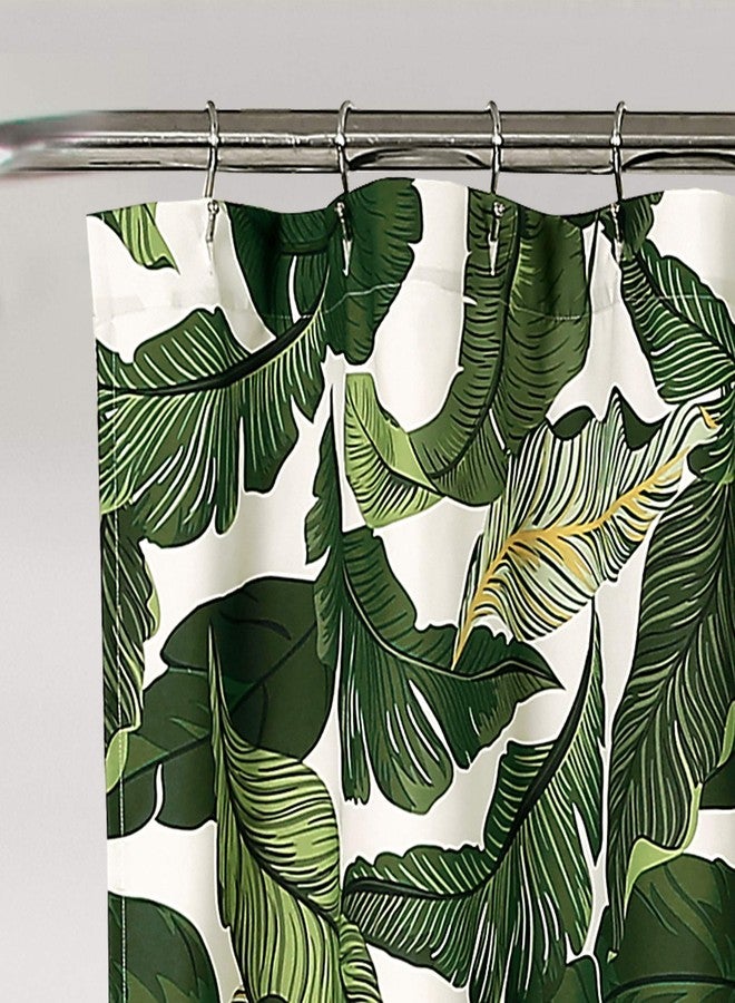 Lush Decor Tropical Paradise Shower Curtain - Fabric Leaf Rainforest Island Print Design, 72" x 72", Green - Image 2