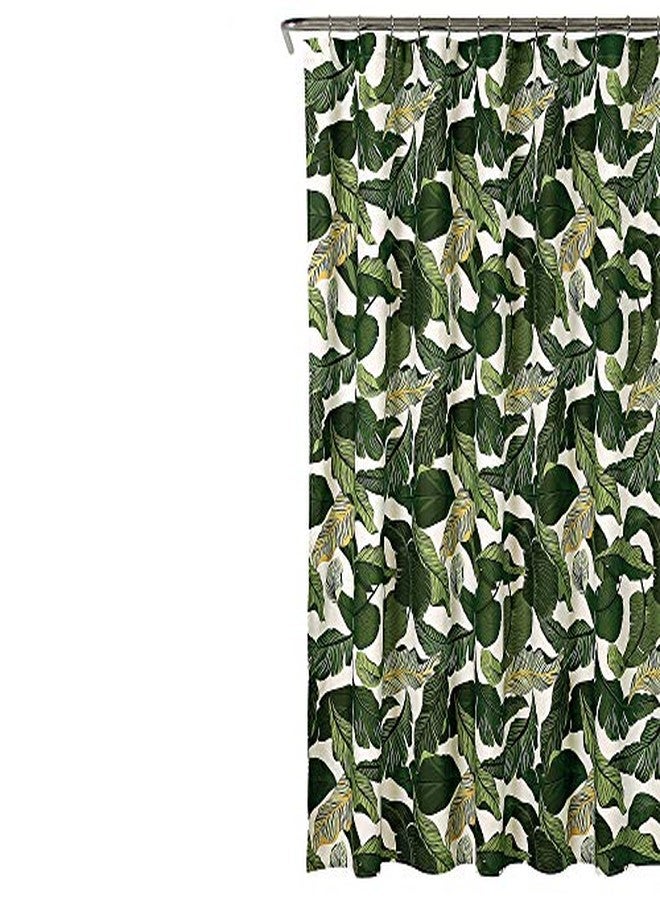 Lush Decor Tropical Paradise Shower Curtain - Fabric Leaf Rainforest Island Print Design, 72" x 72", Green - Image 5