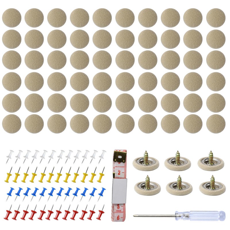 Hbxdeco 60PCS Car Headliner Repair Button Car Roof Headliner Repair Kit Auto Roof Snap Rivets Retainer with Installation Tool Interior Ceiling Cloth Fixing Repair Buckle Fit Cars Beige Flannele - Image 3