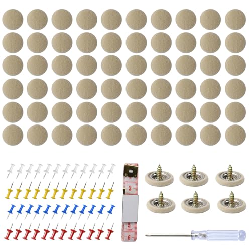 Hbxdeco 60PCS Car Headliner Repair Button Car Roof Headliner Repair Kit Auto Roof Snap Rivets Retainer with Installation Tool Interior Ceiling Cloth Fixing Repair Buckle Fit Cars Beige Flannele - Image 1