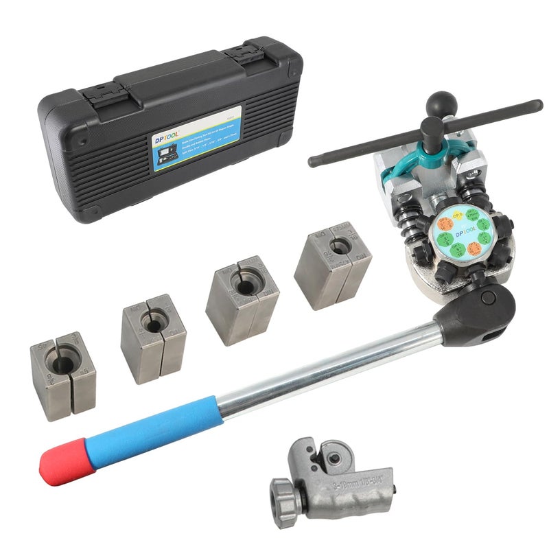 DPTOOL Brake Line Flaring Tool Kit, 45 Degree Single, Double and Bubble Flares, Brake Line and Tubing Flaring Tool for 3/16", 1/4", 5/16", 3/8" and 4.75mm Tubing, Brake Flare Tool for Steel Metal Tube - Image 1