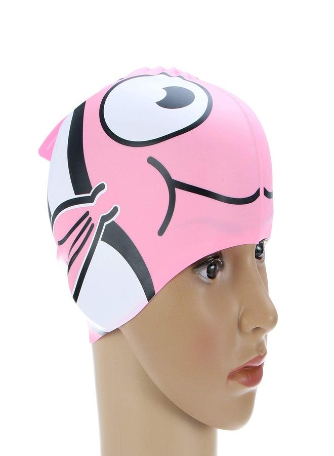 OULII Kid's Swimming Cap Cartoon Fish Shaped Swim Cap for Boys and Girls (Pink) - Image 5