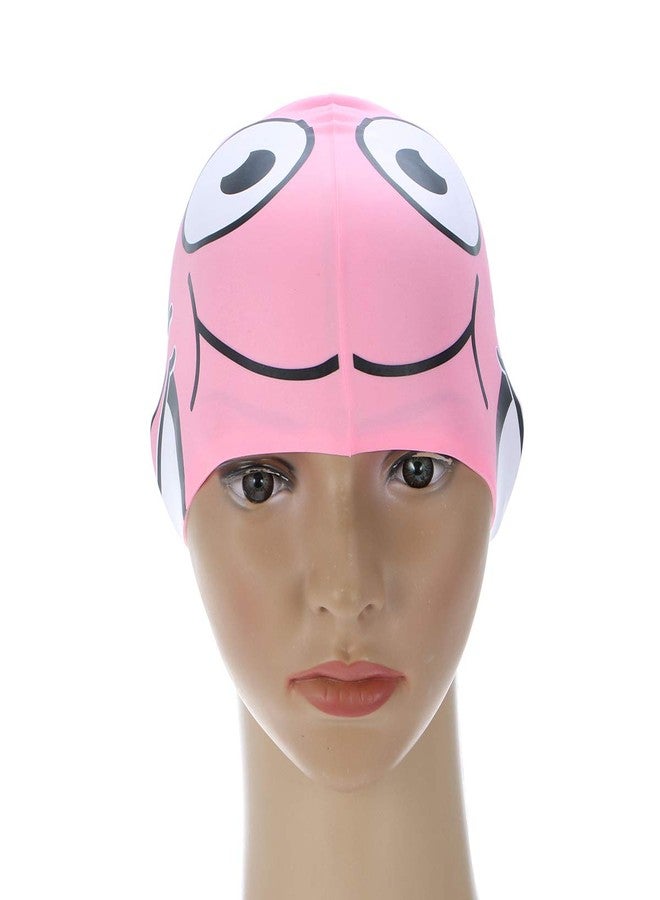 OULII Kid's Swimming Cap Cartoon Fish Shaped Swim Cap for Boys and Girls (Pink) - Image 2
