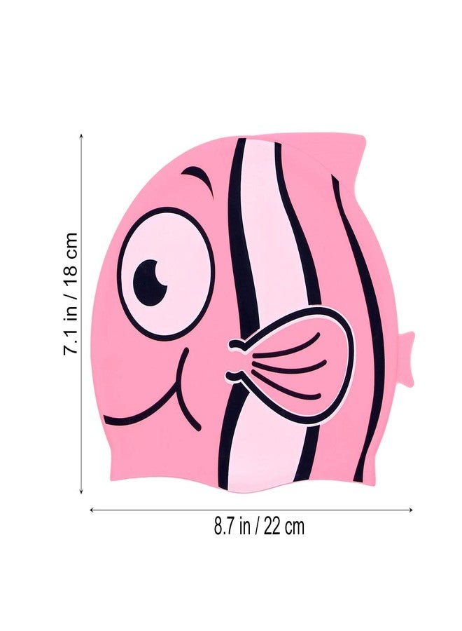 OULII Kid's Swimming Cap Cartoon Fish Shaped Swim Cap for Boys and Girls (Pink) - Image 4