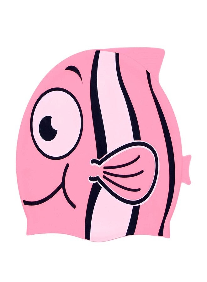 OULII Kid's Swimming Cap Cartoon Fish Shaped Swim Cap for Boys and Girls (Pink) - Image 1