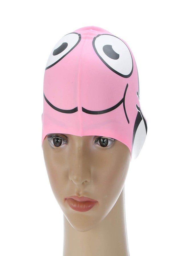 OULII Kid's Swimming Cap Cartoon Fish Shaped Swim Cap for Boys and Girls (Pink) - Image 3
