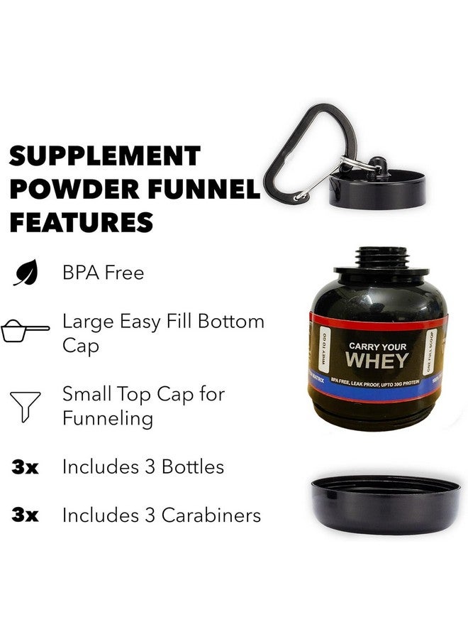 FIT FOCUS (NEW 2025) (Pack Of 3) Latest WheyBottle Combo Small Whey Portable Protein Bottle/Whey or Supplement Powder Carrying Funnel and Container with Key-Chain Bottle Protein - Image 3