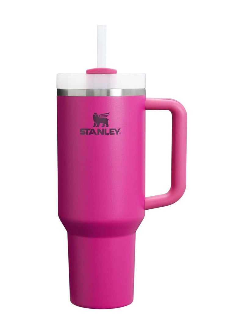 STANLA STANLEY Warm Serene Brushstroke Quencher H2.0 FlowState Stainless Steel Vacuum Insulated Tumbler with Lid and Straw for Water, fuchsia 40 oz  - Image 1