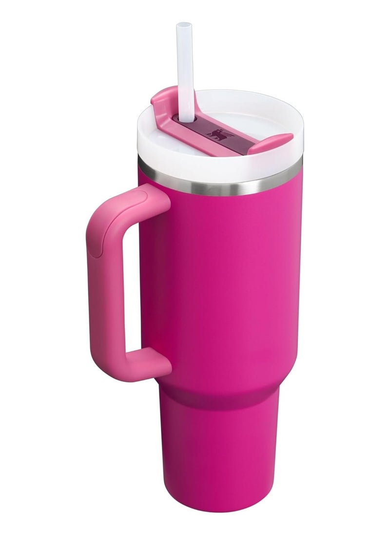 STANLA STANLEY Warm Serene Brushstroke Quencher H2.0 FlowState Stainless Steel Vacuum Insulated Tumbler with Lid and Straw for Water, fuchsia 40 oz  - Image 2