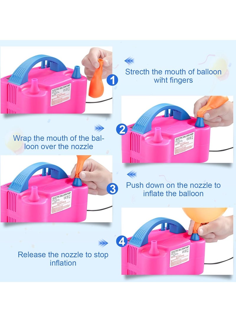 Sportify The Brand Electric Air Balloon Pump Portable Electric Balloon Inflator with Tying Tool Electric Blower Machine Dual Nozzle 110V-600W for Birthday, Wedding, Festival, Balloon Garland, Baby Shower, Party Supplies & Decorations - Image 3