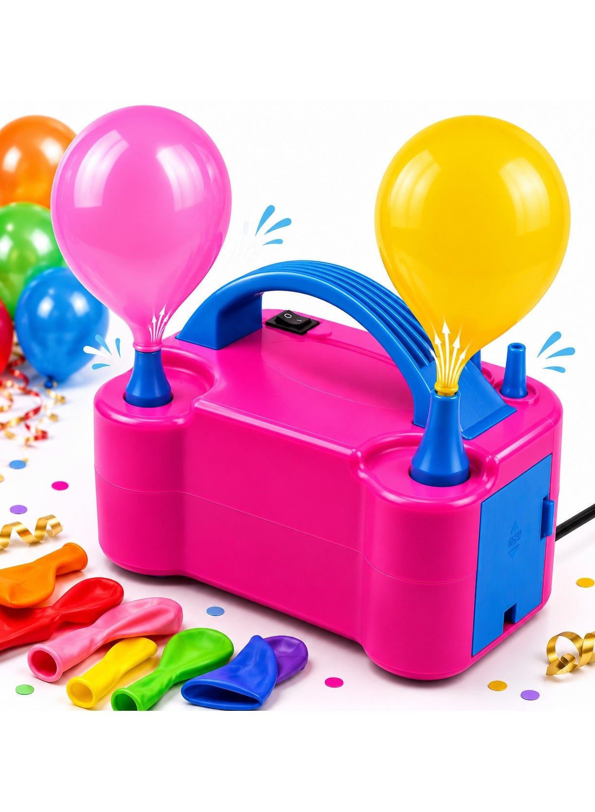 Electric Air Balloon Pump Portable Electric Balloon Inflator with Tying Tool Electric Blower Machine Dual Nozzle 110V-600W for Birthday, Wedding, Festival, Balloon Garland, Baby Shower, Party Supplies & Decorations