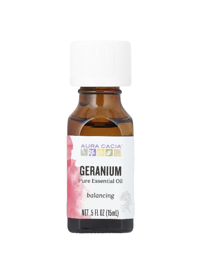 Aura Cacia, Pure Essential Oil, Geranium, 0.5 fl oz (15 ml) - Image 1
