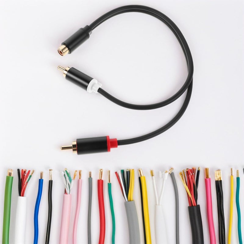 CHILDWEET 2pcs 0. Gold-Plated Car Stereo RCA Female to Dual Male Audio Splitter Cable for Installation and Signal Transmission - Image 5
