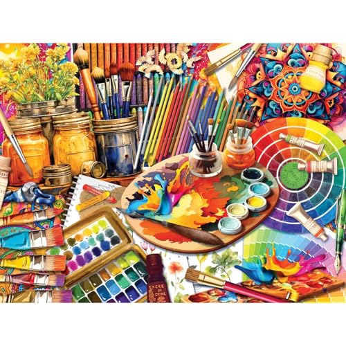 Bits and Pieces 500 Piece Puzzles for Adults Art Studio Large 18 x 24 Jigsaw Puzzles 500 Pieces Colorful Art Supplies No 2 Pieces Alike - Image 5