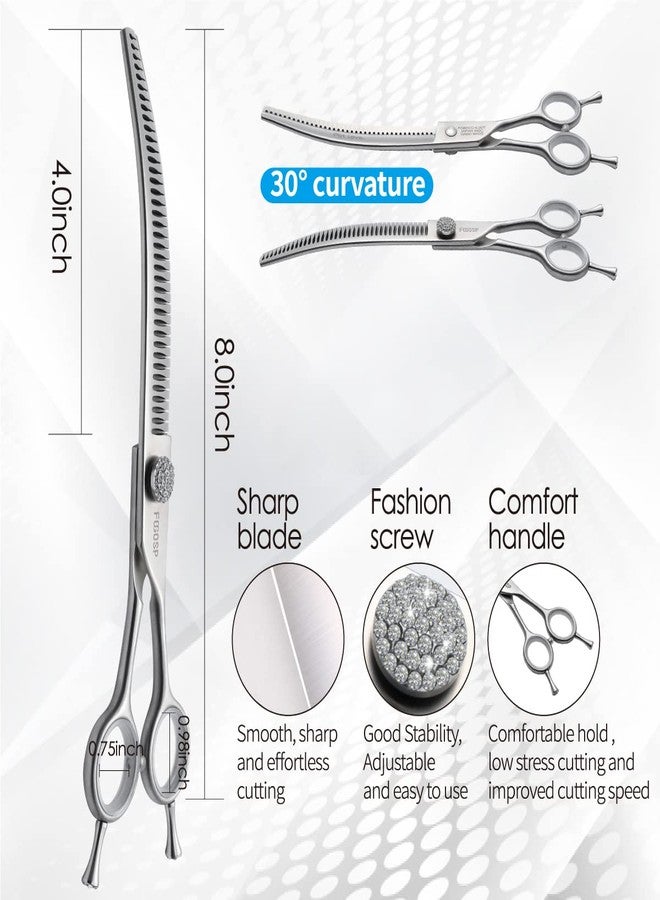 FOGOSP 8.0'' Curved Chunkers Shears for Dog Grooming Professional Magic Pet Grooming Scissors with Big Artificial Diamonds 38 Teeth for Large Dogs(8.0 in, Curved Chunkers) - Image 2