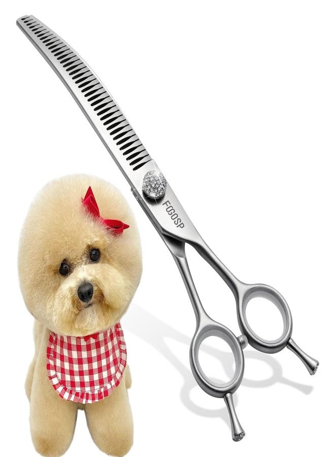 FOGOSP 8.0'' Curved Chunkers Shears for Dog Grooming Professional Magic Pet Grooming Scissors with Big Artificial Diamonds 38 Teeth for Large Dogs(8.0 in, Curved Chunkers) - Image 1