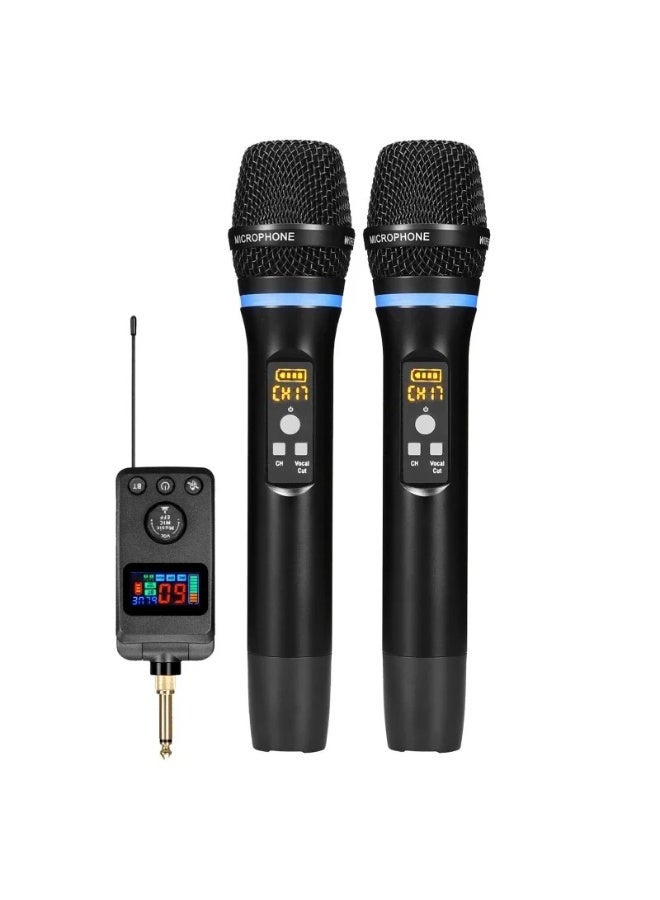 ZFSZ M50 Professional Dual Wireless Microphone System with 2 Rechargeable Handheld Mics, Reverb & Vocal Cut, Bluetooth, Color LCD Display - Image 1