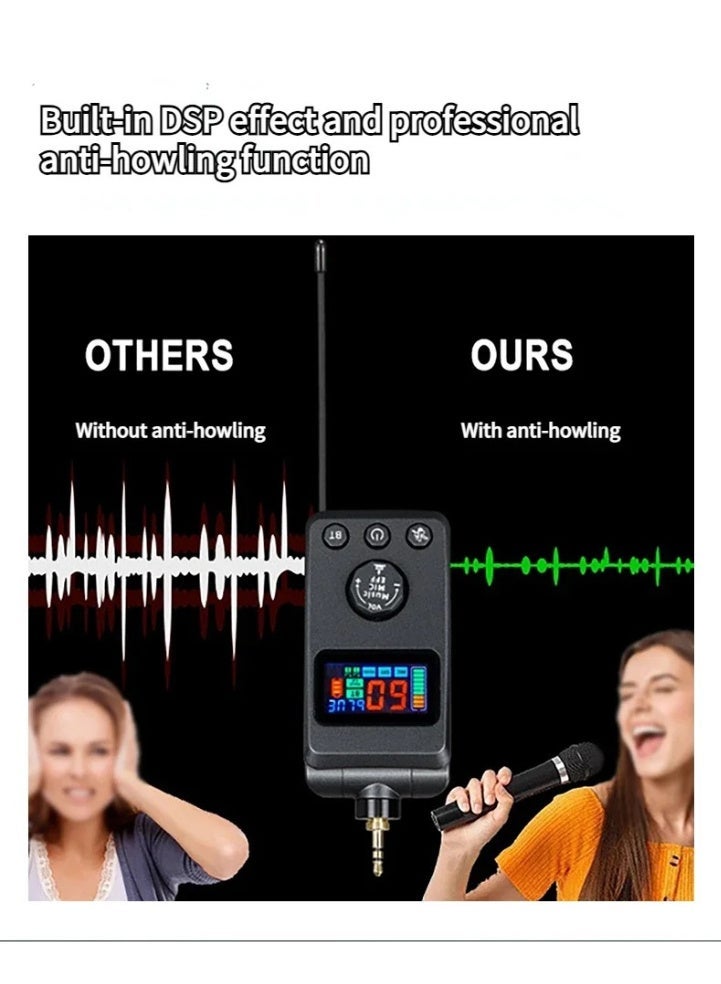 ZFSZ M50 Professional Dual Wireless Microphone System with 2 Rechargeable Handheld Mics, Reverb & Vocal Cut, Bluetooth, Color LCD Display - Image 3