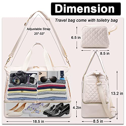 Weitars Gym Bag For Women,Travel Duffel Bag Weekender Bag,Sport Bag With Shoes Compartment And Wet Pocket,Large Carry On Bag Overnight Hospital Bag For Travel,Shopping (Beige) - Image 5