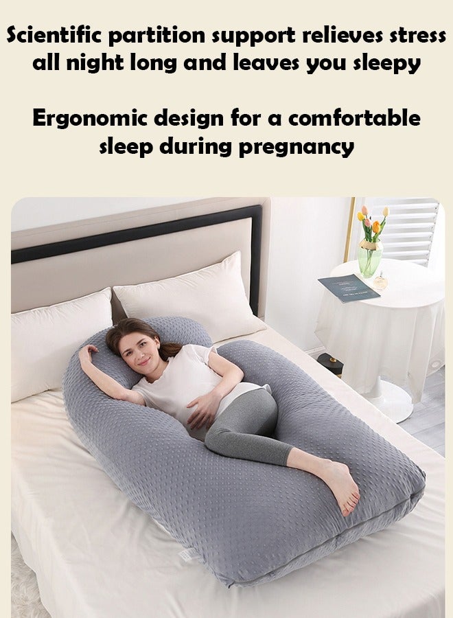 ZCM-HAPPY U-Shaped Pregnancy Pillow Full Body Maternity Pillow with Removable Cover for Side Sleeping, Back, Legs, and Belly Support, Ideal for Reading, Baby Feeding and Sleeping - Image 3
