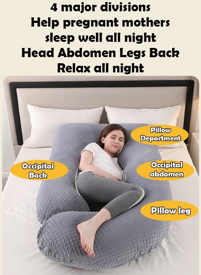 ZCM-HAPPY U-Shaped Pregnancy Pillow Full Body Maternity Pillow with Removable Cover for Side Sleeping, Back, Legs, and Belly Support, Ideal for Reading, Baby Feeding and Sleeping - Image 4