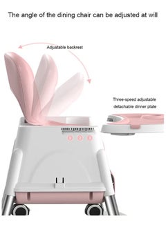 PURADAY Baby High Chair Convertible High Chairs for Babies and Toddlers Toddler Feeding Chair with Double Removable Tray The Perfect Travel High Chair for Easy Baby Feeding Foldable Baby Dining Chair Pink  - Image 3