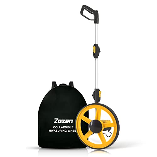 Zozen Measuring Wheel, Folding Portable Distance Measuring in Feet, Double Collapsible | One Key to Reset/Kickstand to Keep Stand/Starting Point Arrow and Cloth Carrying Bag, [0-9,999 Ft]. - Image 1