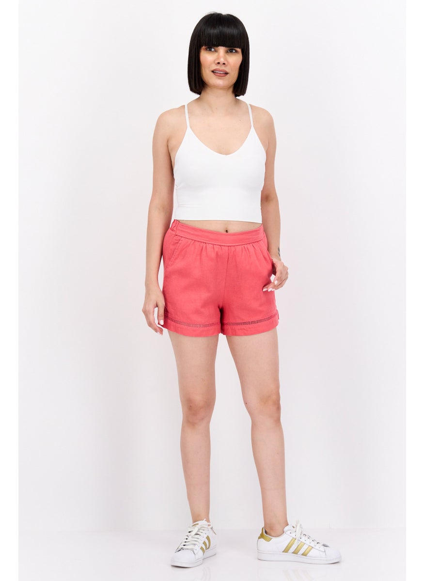 Jessica Simpson Women Lace Trim Basic Shorts, Red  - Image 2