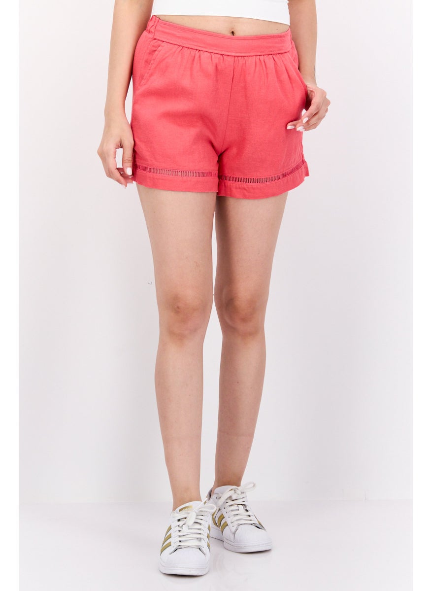 Jessica Simpson Women Lace Trim Basic Shorts, Red  - Image 1