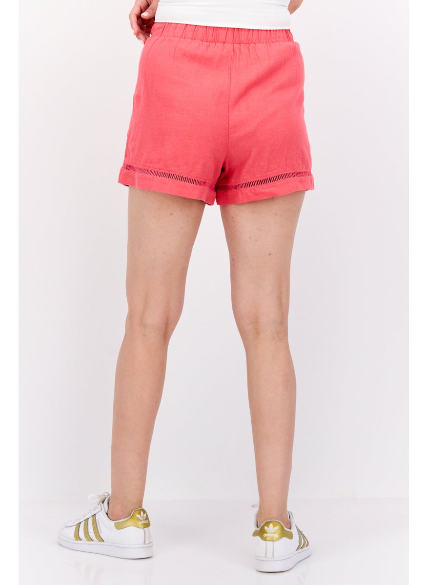 Jessica Simpson Women Lace Trim Basic Shorts, Red  - Image 3