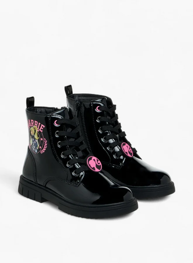 باربي Printed Ankle Boots with Zip Closure