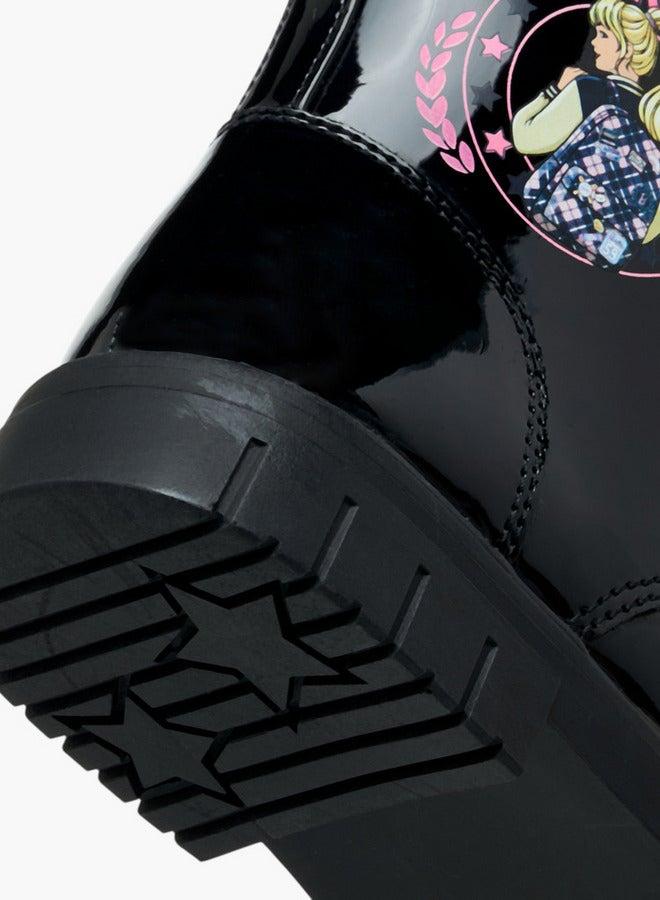 Barbie Printed Ankle Boots with Zip Closure - Image 4